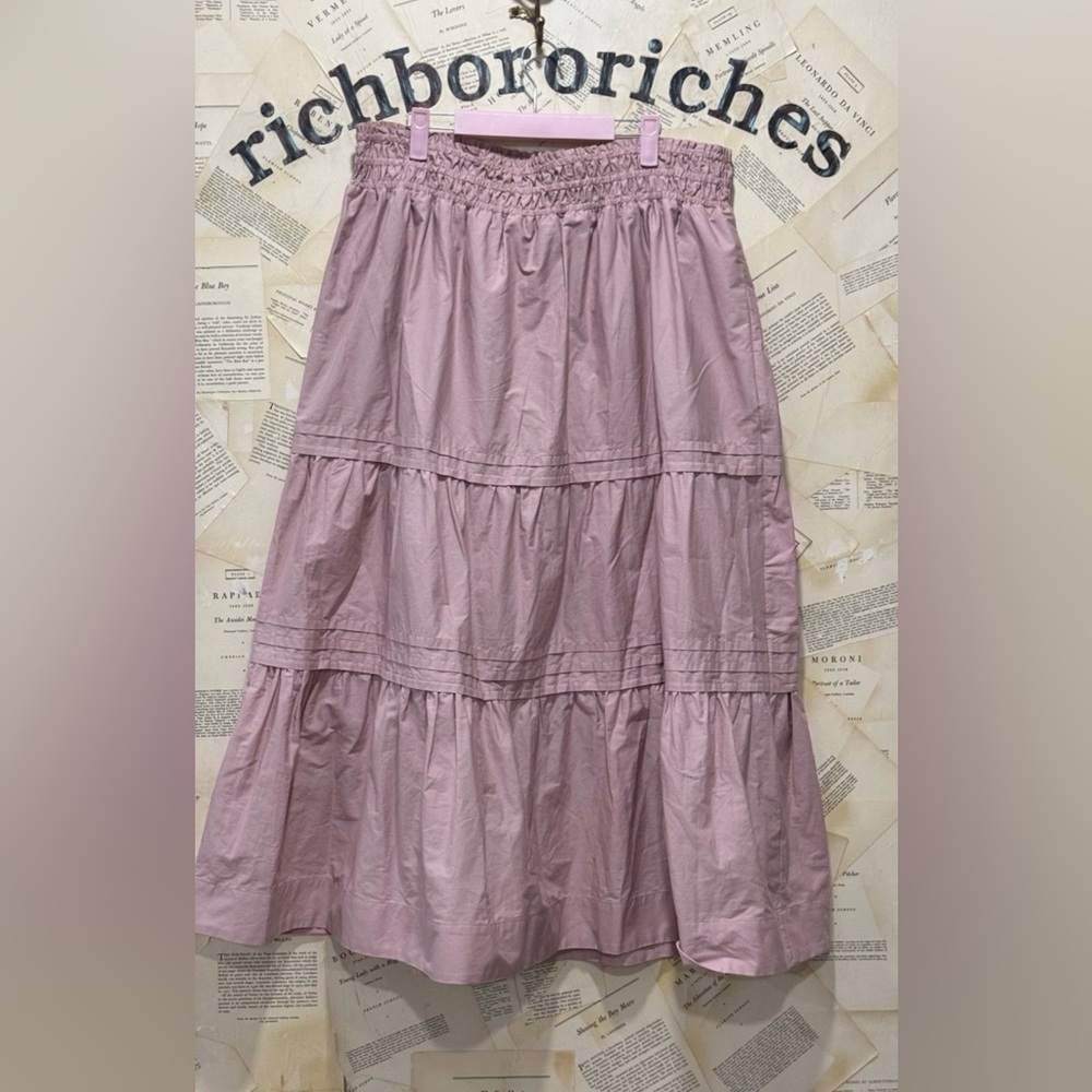 Anthropologie The Somerset Skirt Maxi Tiered Ruffle Smocked Waist Rose - Picture 6 of 7